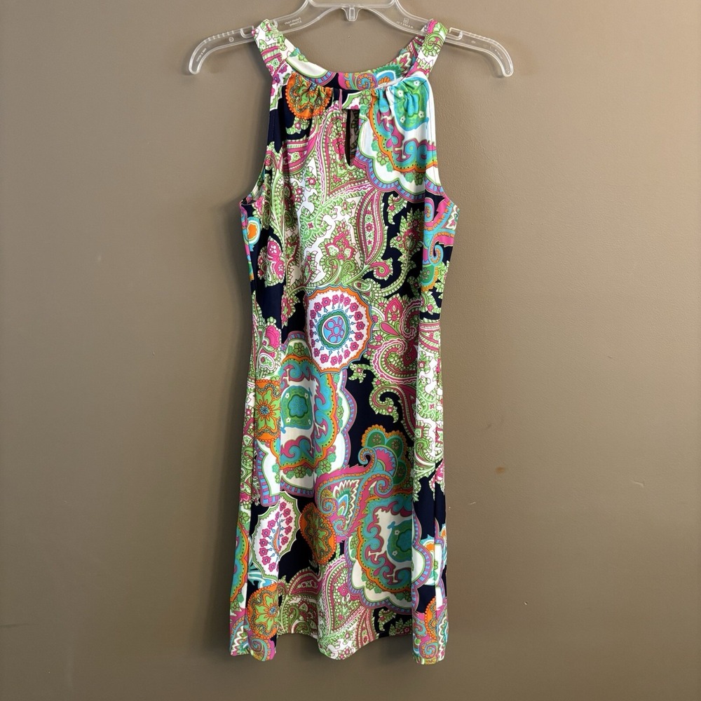 Jude Connally Colorful Paisley Print Halter Neck‎ Shift Dress | Size XS